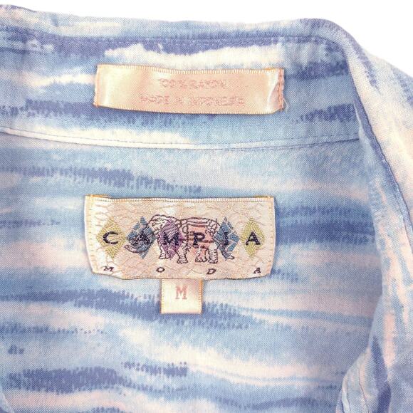 Campia Moda Men's M Hawaiian Tropical Rayon Casual Button Pocket Shirt Sail Palm - Picture 4 of 5